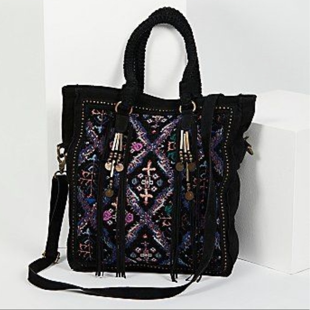 Free People Paradise Valley Black Leather Tote